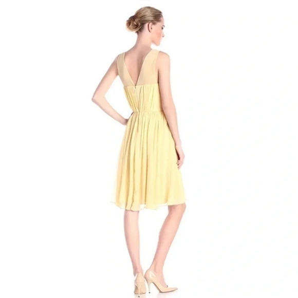 NWT Vera Wang Chiffon Pleated Lace Dress - Picture 2 of 7